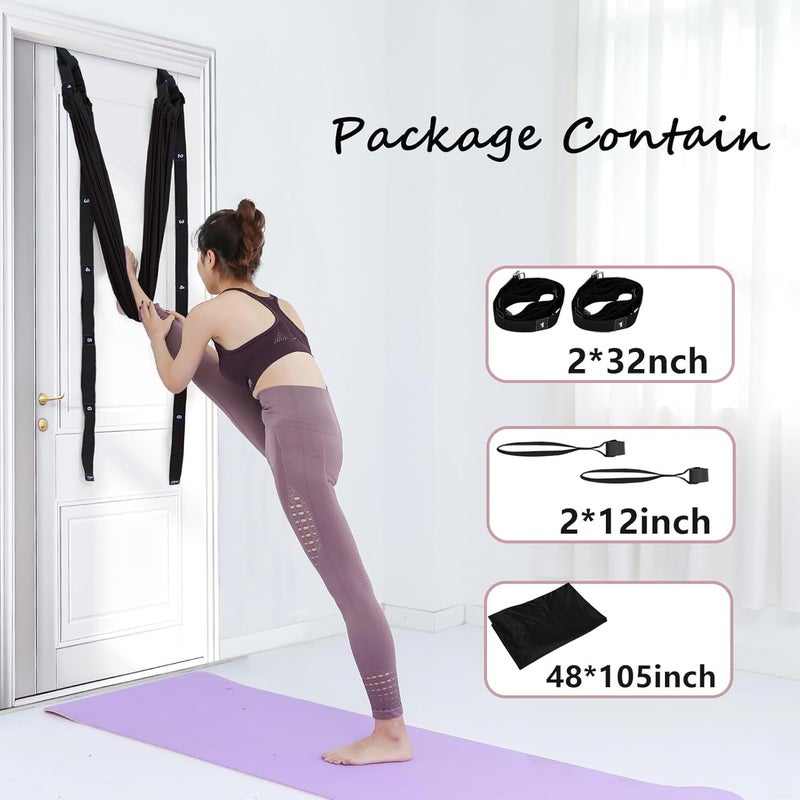 Elfzone أرجوحة اليوغا - حزام اليوغا، حبل تدريب الانحناء الخلفي مع مثبت الباب، معدات تدريب المرونة، حزام تمديد للمساعدة في اللياقة البدنية، الجمباز، الرقص، اليوغا الهوائية، الباليه - Image 5